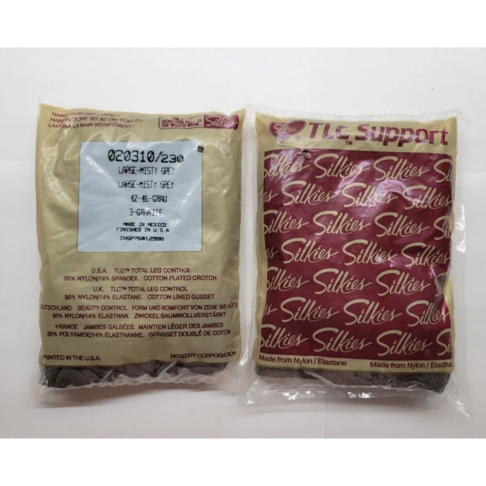 2 Pairs Silkies Control Top Pantyhose 020310 230 Misty Grey Granite